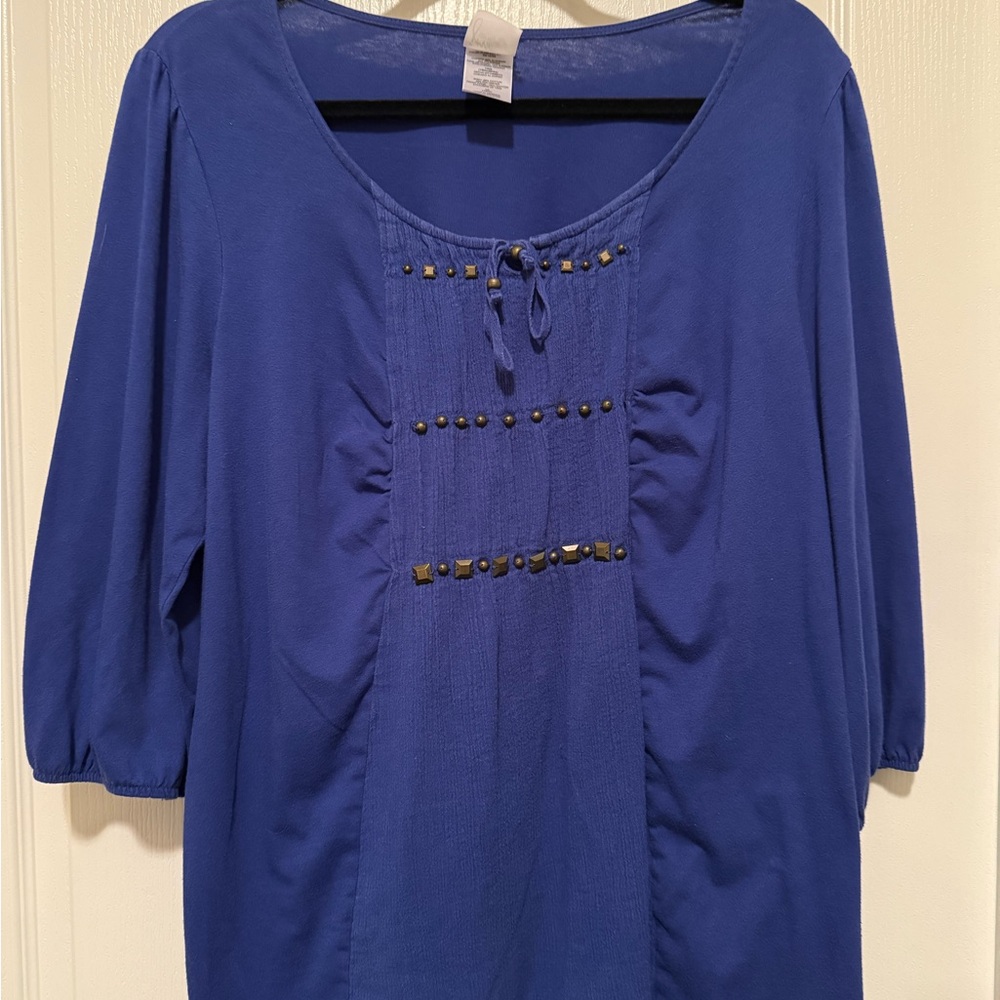 Just My Size Royal Blue Blouse and Brown with Stud Accents (Set of 2)